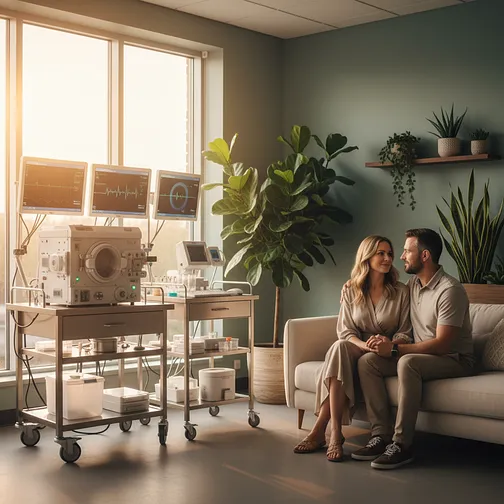 Couple in a fertility clinic, symbolizing hope and new beginnings