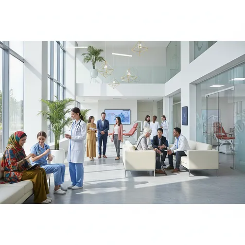 International patients in a modern clinic in Turkey