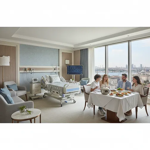 American family enjoying luxury medical care in a Turkish hospital