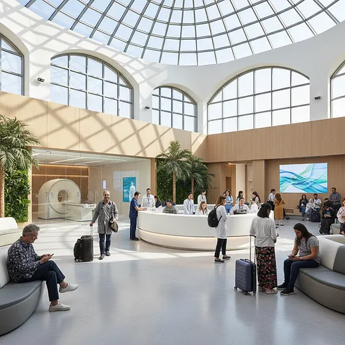 Patients in a modern hospital in Turkey, symbolizing medical tourism.