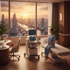 Medical examination in an international hospital in Bangkok.